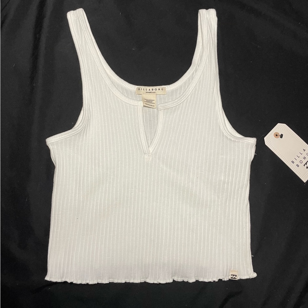 Billabong White Cropped Tank, NEW WITH TAGS